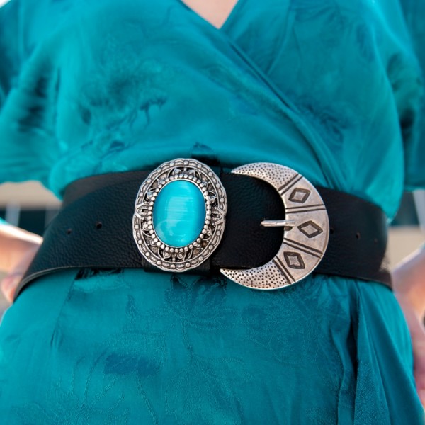 "Blue Indian" Women's Leather Belt     