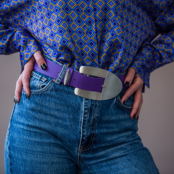 "Purple Hearts"  Women's Leather Belt     